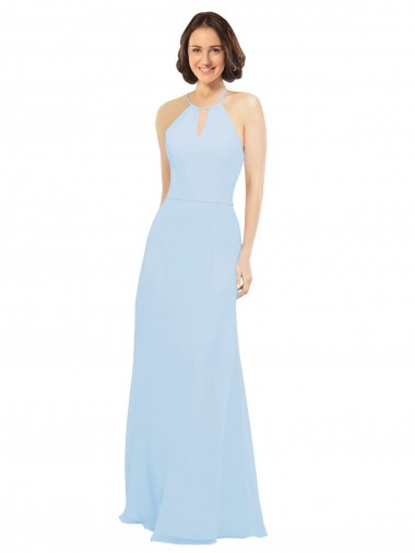 Soft Chiffon Long Halter Neck A-Line Wedding Party Dress Plymouth