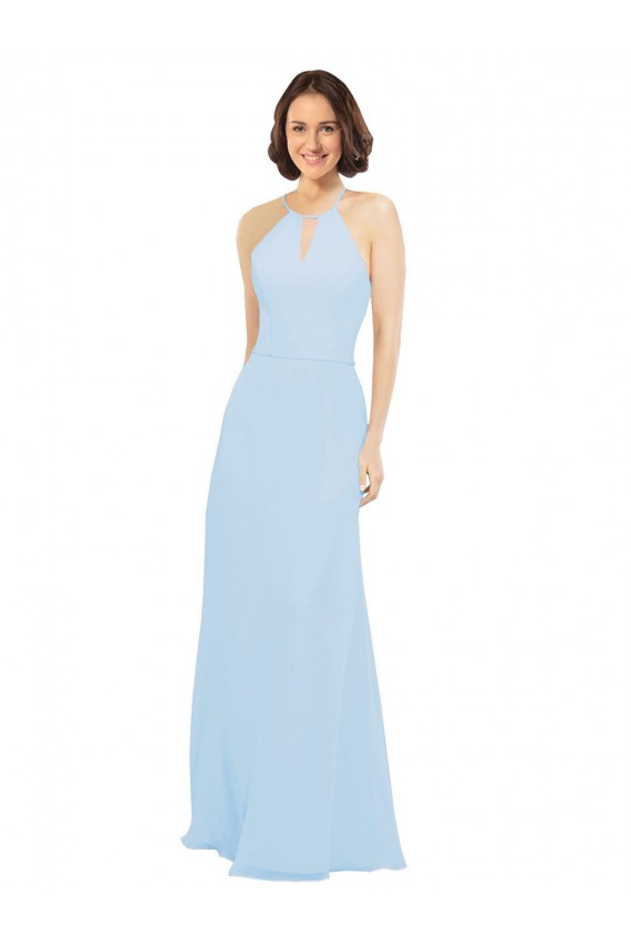 Soft Chiffon Long Halter Neck A-Line Wedding Party Dress Plymouth