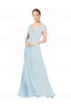 Soft Chiffon Long V-Neck Sea Glass A-Line Bridesmaid Dress Plymouth