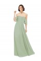 Soft Chiffon Long Off the Shoulder Smoke Green A-Line Bridesmaid Dress Plymouth