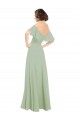 Soft Chiffon Long Off the Shoulder Smoke Green A-Line Bridesmaid Dress Plymouth