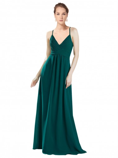 Chiffon Keyhole Back Long V-Neck A-Line Bridesmaid Dress / Evening Dress Plymouth