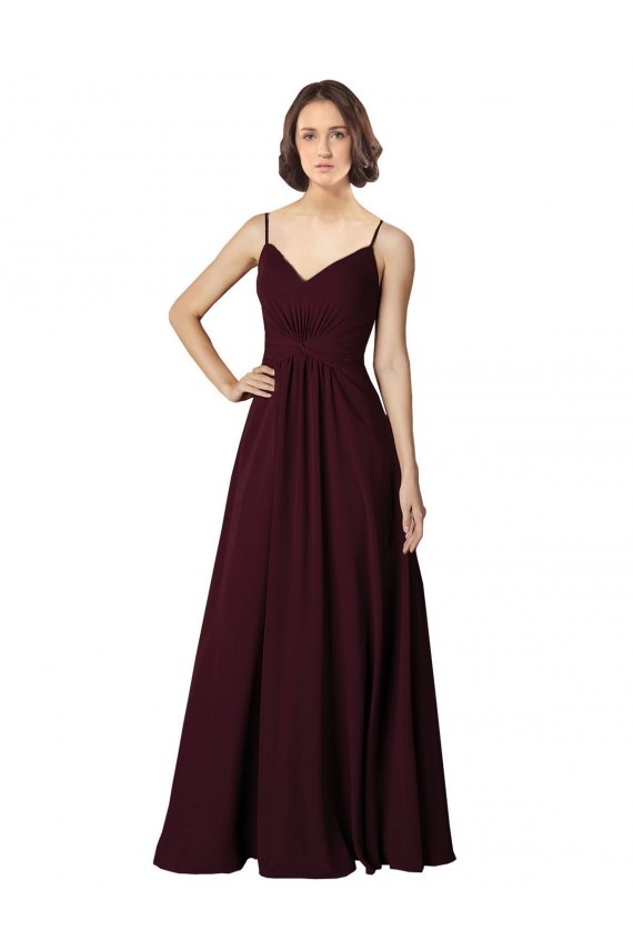 Soft Chiffon Long V-Neck A-Line Bridesmaid Gown Plymouth