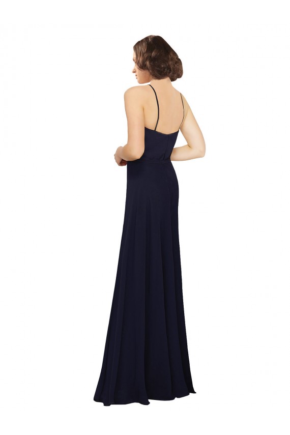 Soft Chiffon Long Scoop Neck Sheath Bridal Party Dress Plymouth