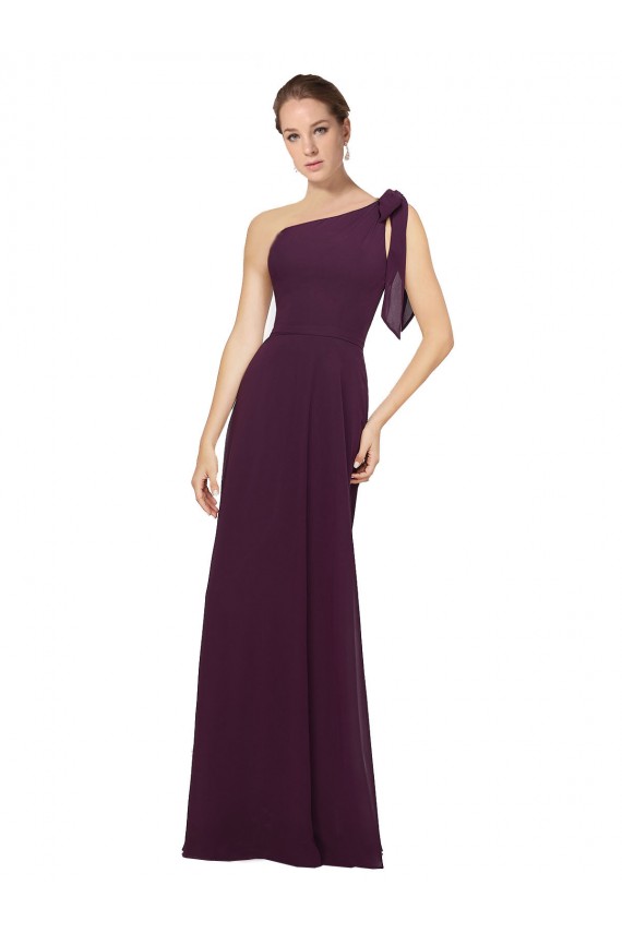 Soft Chiffon Long One Shoulder A-Line Bridesmaid Dresses Plymouth