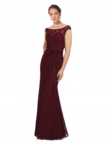 Soft Chiffon Long Bateau Neck Burgundy Gold Sheath Bridesmaid Dress Plymouth