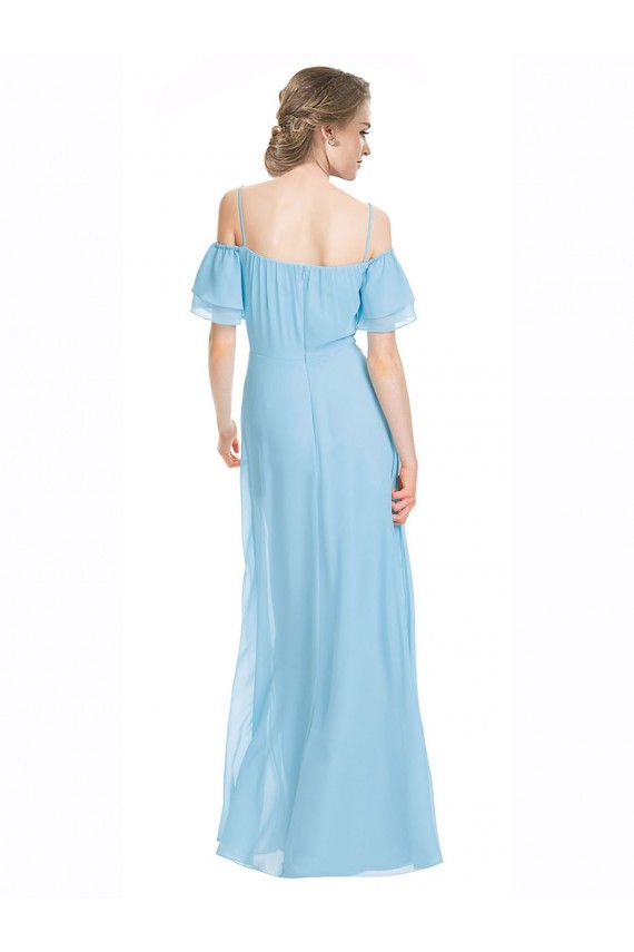 Soft Chiffon Long Off the Shoulder Mint Green A-Line Bridesmaid Dress Plymouth