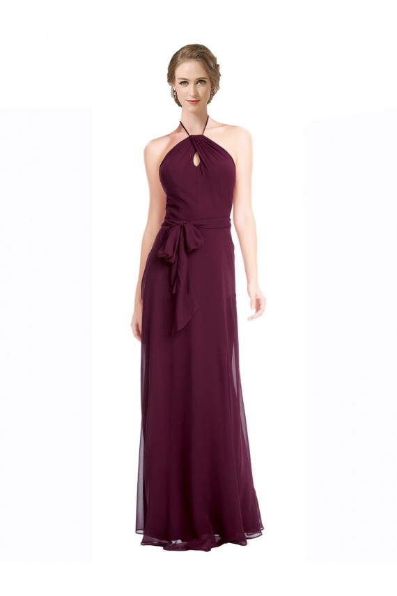 Soft Chiffon Low Back Long Spaghetti Straps A-Line Evening Dress / Bridesmaid Dress Plymouth