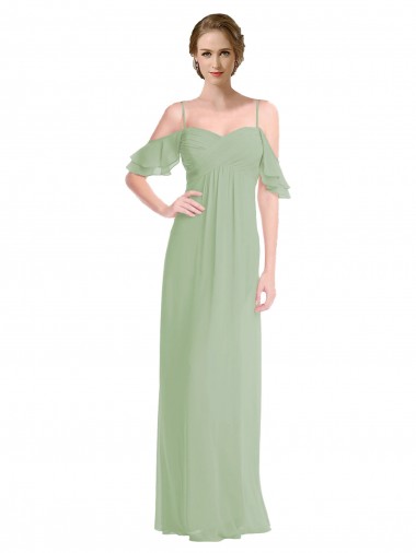 Soft Chiffon Low Back Long Off the Shoulder A-Line Formal Dress / Bridesmaid Dress Plymouth