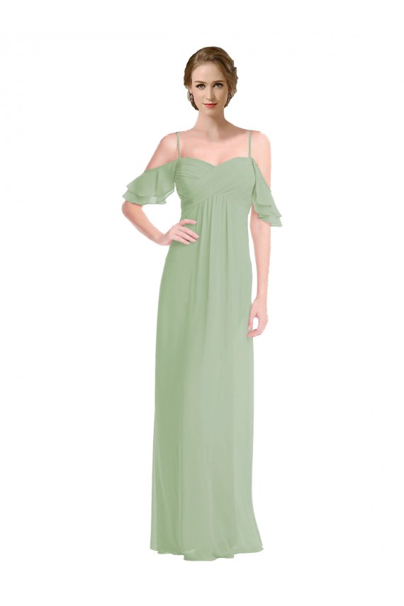 Soft Chiffon Low Back Long Off the Shoulder A-Line Formal Dress / Bridesmaid Dress Plymouth