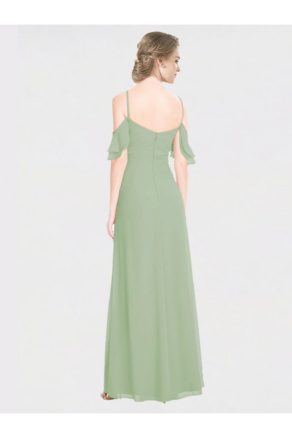 Soft Chiffon Low Back Long Off the Shoulder A-Line Formal Dress / Bridesmaid Dress Plymouth