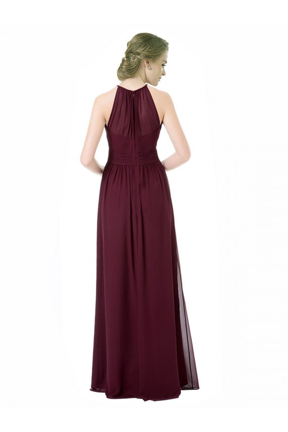 Chiffon Long Halter Neck Black A-Line Formal Dress / Bridesmaid Dress Plymouth
