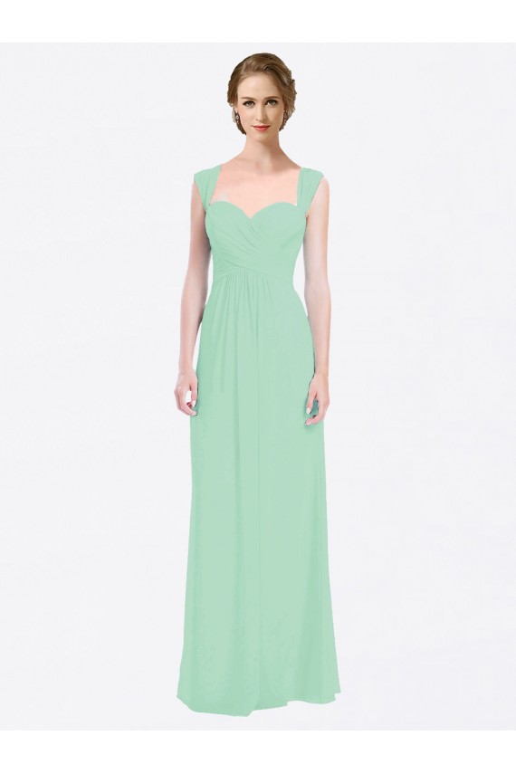 Soft Chiffon V-Back Long Sweetheart Mint Green A-Line Bridesmaid Dress Plymouth