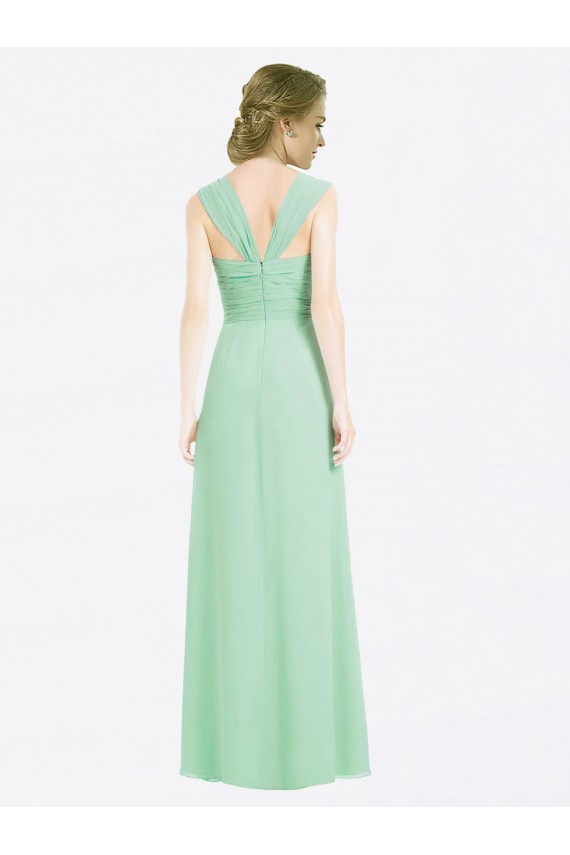Soft Chiffon V-Back Long Sweetheart Mint Green A-Line Bridesmaid Dress Plymouth