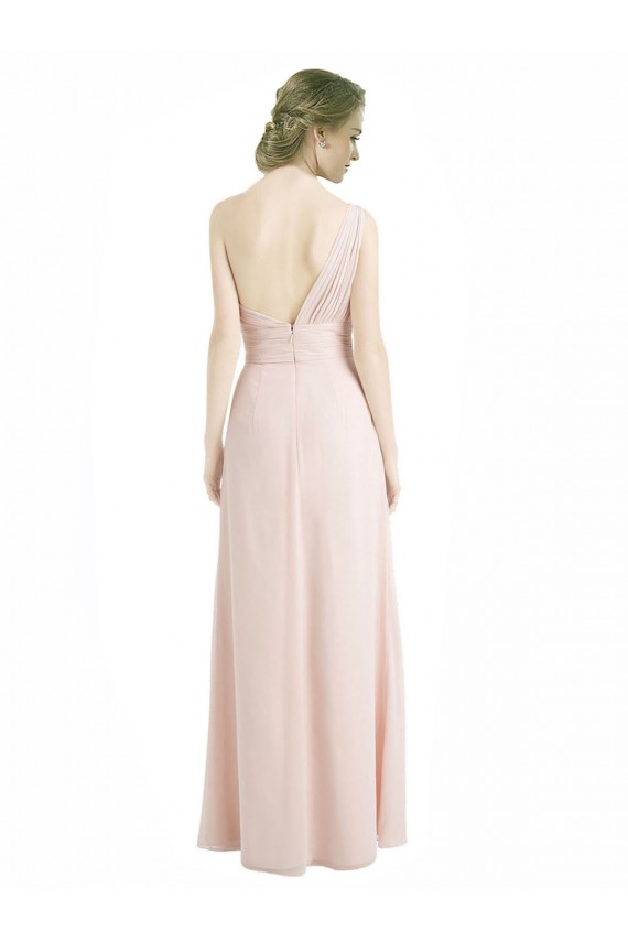 Soft Chiffon Long One Shoulder Red A-Line Bridesmaid Dress Plymouth