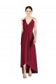 Soft Chiffon Open Back Long Spaghetti Straps Burgundy A-Line High Low Bridesmaid Dress Plymouth
