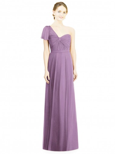 Soft Chiffon Open Back Long One Shoulder A-Line Formal Dress / Bridesmaid Dress Plymouth