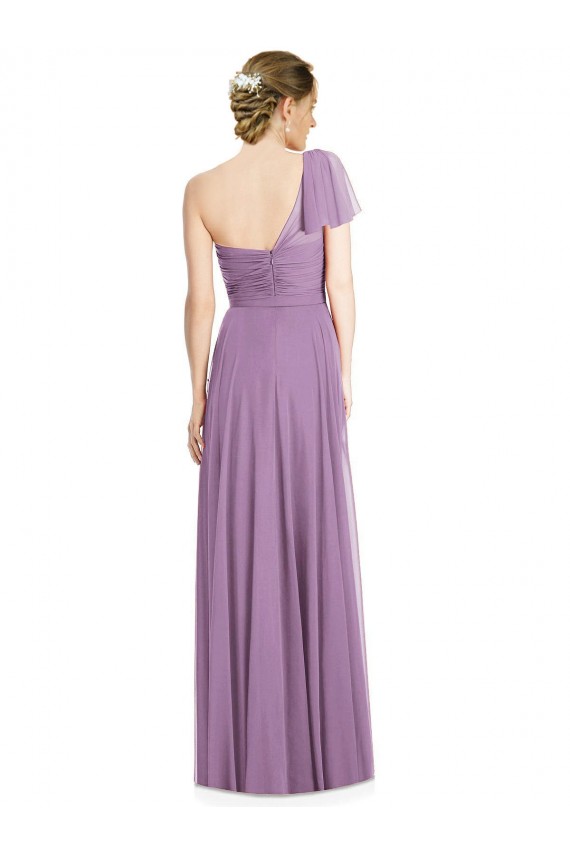 Soft Chiffon Open Back Long One Shoulder A-Line Formal Dress / Bridesmaid Dress Plymouth