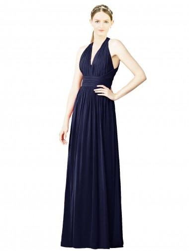 Chiffon Open Back Long Halter Neck A-Line Bridesmaid Dresses Plymouth
