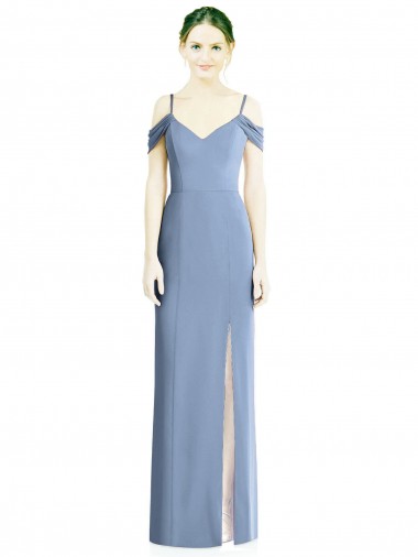 Soft Chiffon Open Back Long Off the Shoulder A-Line Formal Evening Gown / Bridesmaid Dress Plymouth