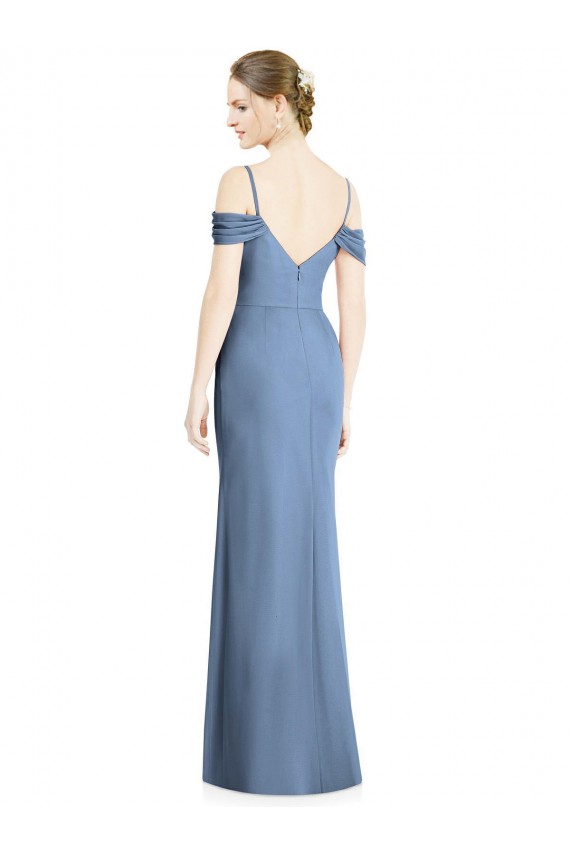 Soft Chiffon Open Back Long Off the Shoulder A-Line Formal Evening Gown / Bridesmaid Dress Plymouth