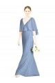 Soft Chiffon Long V-Neck Dusty Blue Trumpet Bridesmaid Dress Plymouth