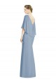 Soft Chiffon Long V-Neck Dusty Blue Trumpet Bridesmaid Dress Plymouth