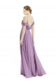 Soft Chiffon Open Back Long Off the Shoulder A-Line Semi Formal Evening Dress / Bridesmaid Dress Plymouth