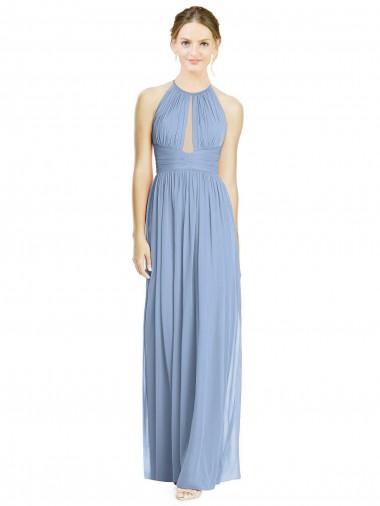 Chiffon Long Halter Neck A-Line Wedding Party Dress Plymouth