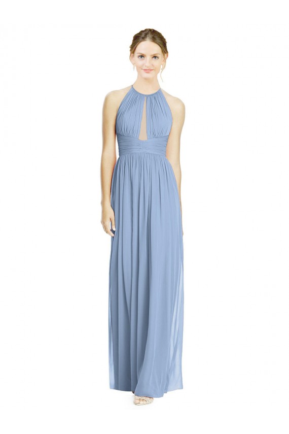 Chiffon Long Halter Neck A-Line Wedding Party Dress Plymouth