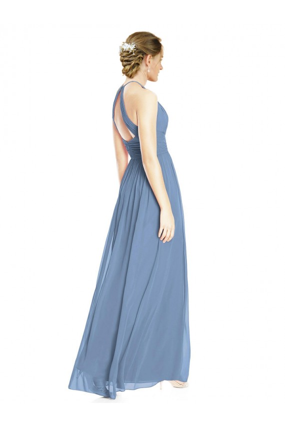 Chiffon Long Halter Neck A-Line Wedding Party Dress Plymouth
