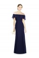 Soft Chiffon Long Off the Shoulder Dark Navy Trumpet Bridesmaid Dress Plymouth