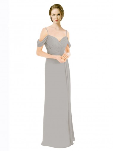 Soft Chiffon & Lace Open Back Long Off the Shoulder A-Line Bridesmaid Dress Plymouth