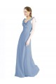 Chiffon Open Back Long Floor Length V-Neck A-Line Bridesmaid Dress Plymouth
