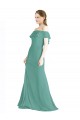 Soft Chiffon Long Off the Shoulder Icelandic Silver A-Line Bridal Party Dress Plymouth