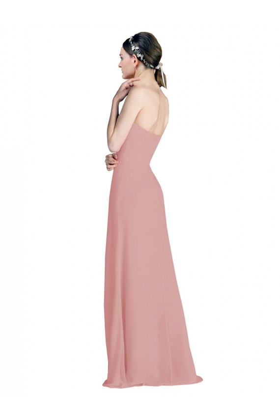 Soft Chiffon Low Back Long Sweetheart Dusty Pink A-Line Bridesmaid Dress / Formal Dress Plymouth