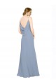 Chiffon Long Spaghetti Straps Dusty Blue A-Line Bridesmaid Dress / Evening Dress Plymouth