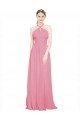 Chiffon Long Halter Neck Skin Pink A-Line Bridesmaid Dress / Evening Dress Plymouth
