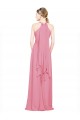 Chiffon Long Halter Neck Skin Pink A-Line Bridesmaid Dress / Evening Dress Plymouth