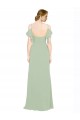 Lxue Chiffon Low Back Long Off the Shoulder Smoke Green A-Line Bridesmaid Dress Plymouth