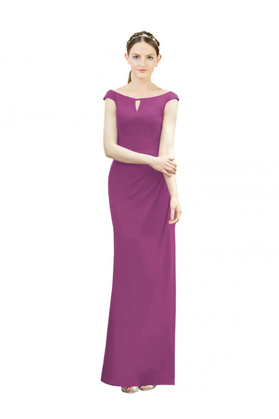 Soft Chiffon Long Boat Neck Wild Berry Mermaid Bridesmaid Dress Plymouth