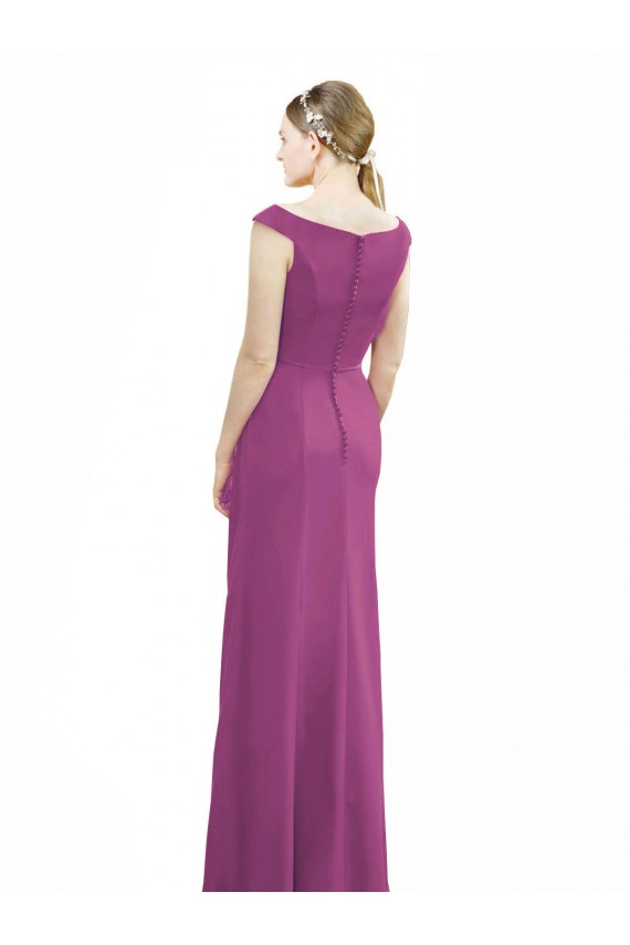 Soft Chiffon Long Boat Neck Wild Berry Mermaid Bridesmaid Dress Plymouth