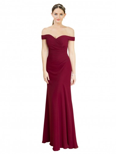 Soft Chiffon Long Off the Shoulder Mermaid Black Tie Prom Dress / Bridesmaid Dress Plymouth
