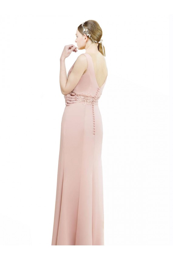 Soft Chiffon Long Boat Neck Bliss Pink Mermaid Bridesmaid Dress Plymouth