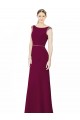 Soft Chiffon Low Back Long Boat Neck Burgundy A-Line Bridesmaid Dress Plymouth