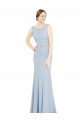 Soft Chiffon Low Back Long Boat Neck Light Sky Blue A-Line Bridesmaid Dress Plymouth