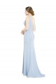 Soft Chiffon Low Back Long Boat Neck Light Sky Blue A-Line Bridesmaid Dress Plymouth