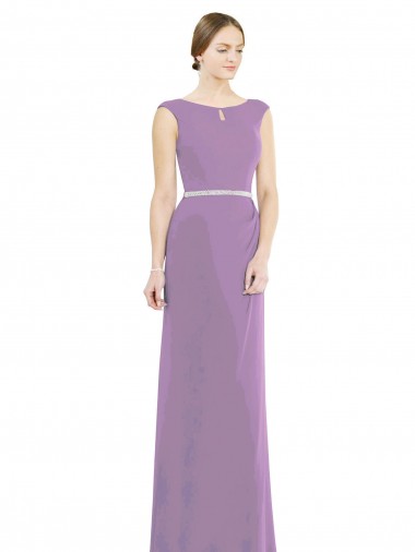 Soft Chiffon Low Back Long Boat Neck A-Line Formal Dress / Bridesmaid Dress Plymouth