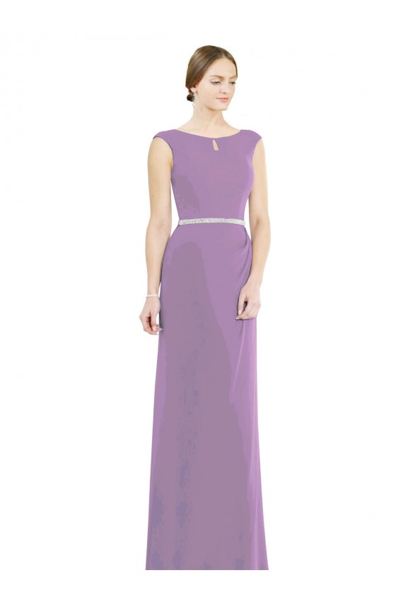 Soft Chiffon Low Back Long Boat Neck A-Line Formal Dress / Bridesmaid Dress Plymouth