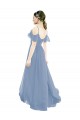 Lxue Chiffon Long V-Neck Dusty Blue A-Line Bridesmaid Dress Plymouth